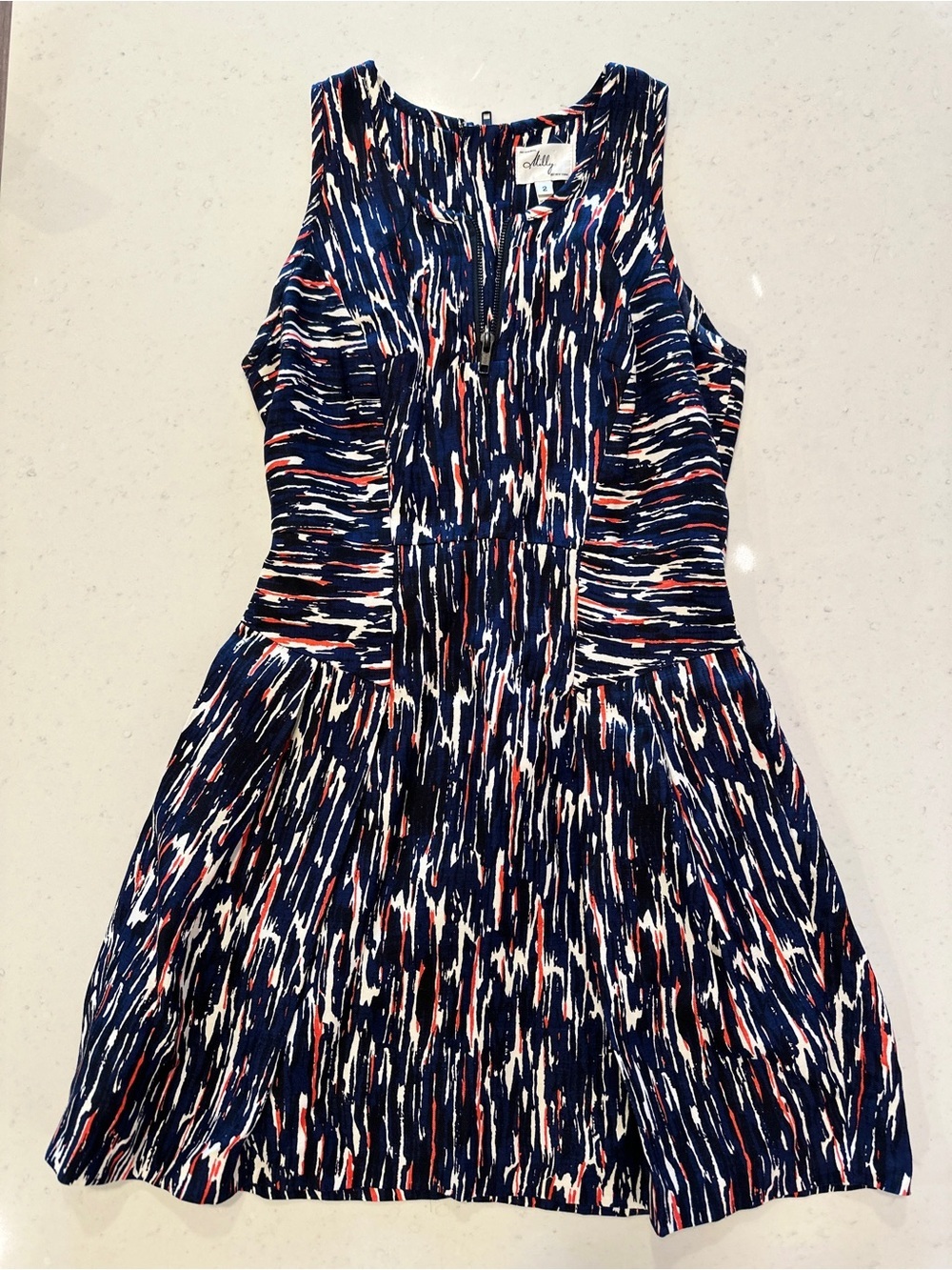 NWOT Milly Sleeveless Black Red Silk Mini Dress Size 2 Designer Colorful Flirty